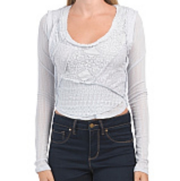 NWT FREE PEOPLE TAYLOR TOP IN GREY DAWN - Picture 2 of 3